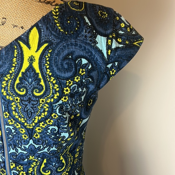 Plenty by Tracy Reese Blue Paisley Melanie Cap Sleeve Dress Size 4 - Picture 7 of 9